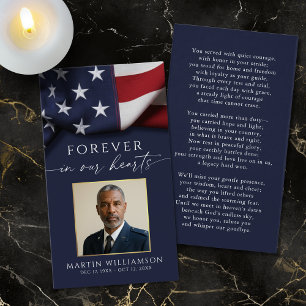 Funeral USA Flag Military Photo Prayer Card