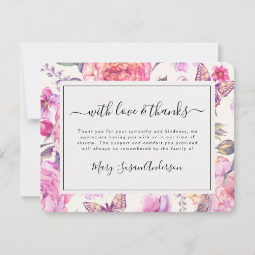 Funeral Vintage Florals Memorial Thank You Note