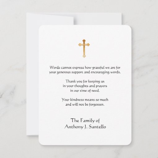 Funeral Virgin Mary Floral Religious Catholic Thank You Card | Zazzle