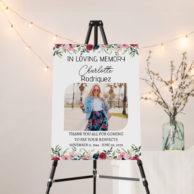 Funeral Welcome & Custom photo | Minimalist Flower Foam Board (In Situ (Stand))