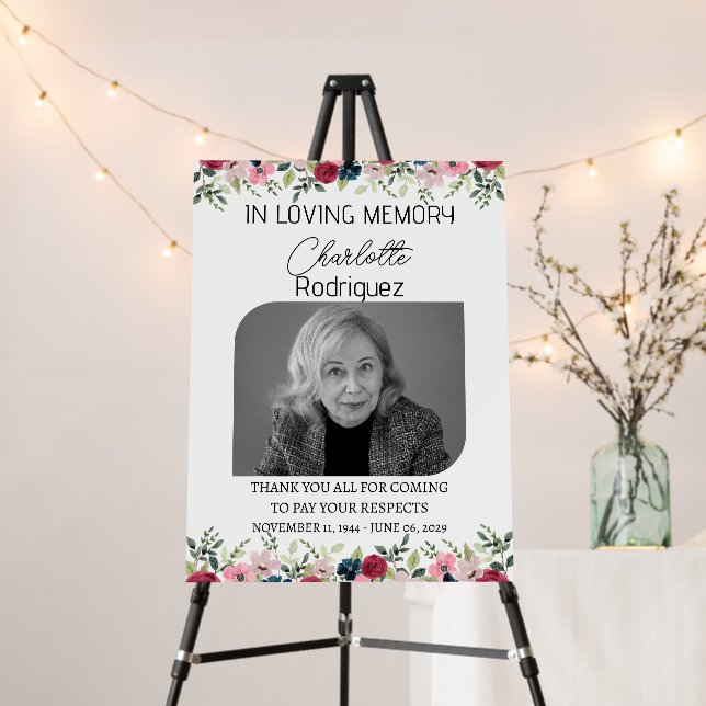 Funeral Welcome & Custom photo | Minimalist Flower Foam Board (In Situ (Stand))