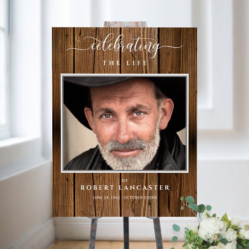 Funeral Welcome Photo Rustic Wood Sign