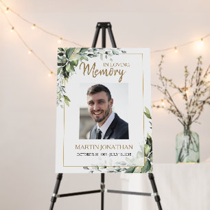 Funeral Welcome Sign, Greenery Eucalyptus Memorial Foam Board