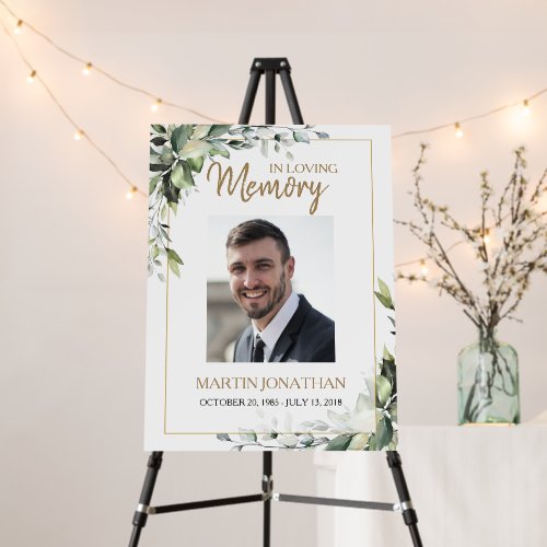 Funeral Welcome Sign, Greenery Eucalyptus Memorial