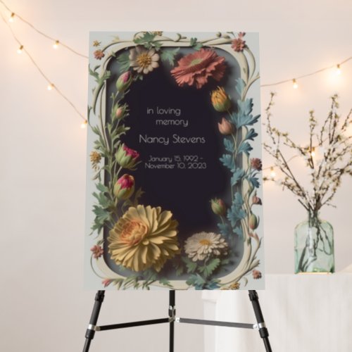  Funeral Welcome Sign Vintage Floral Foam Board