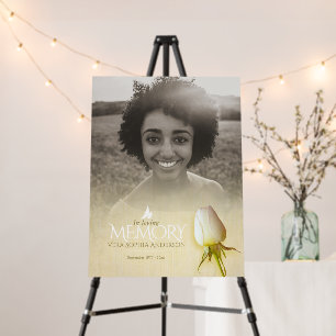 Funeral white rose photo remembrance photo foam board
