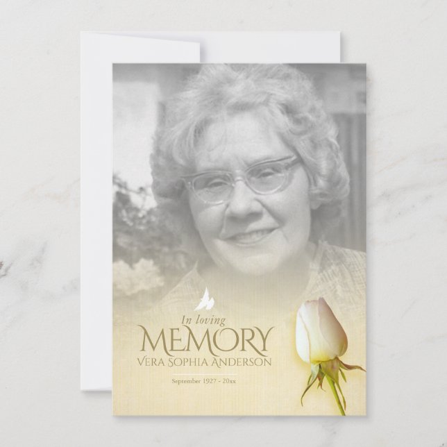 Funeral white rose photo remembrance poem (Front)