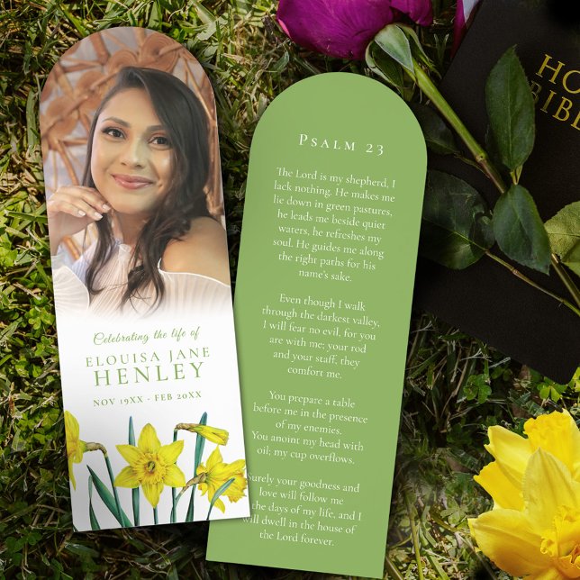 Funeral yellow spring daffodil poem photo bookmark (Creator Uploaded)
