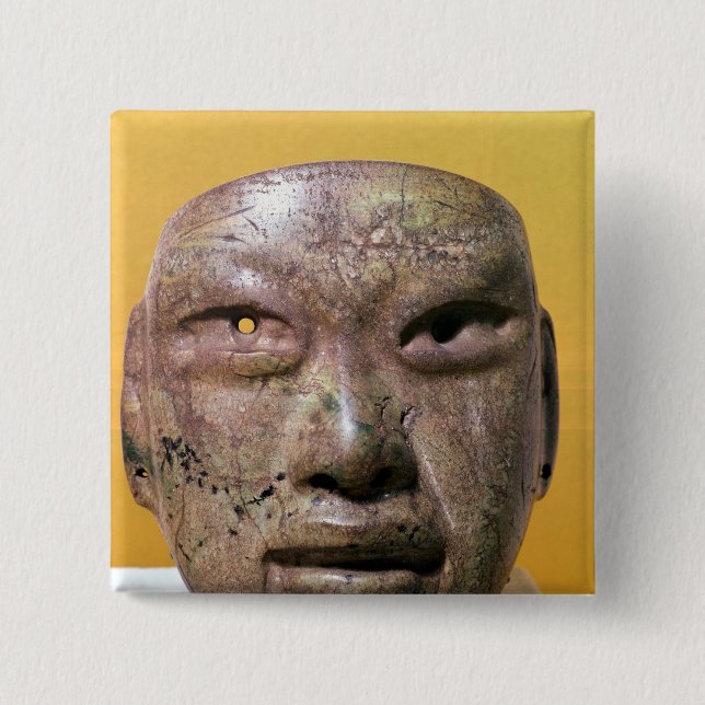 Funerary mask, Olmec, from Mexico Pinback Button (Front)