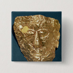 Funerary mask pinback button