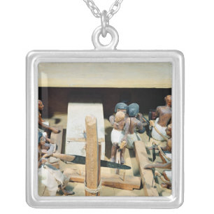 Funerary model of a carpentry workshop silver plated necklace