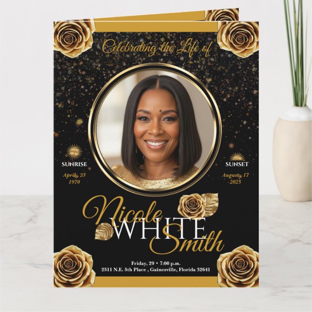 Funerary Program Premiun 4 pages Gold and Black (Front)