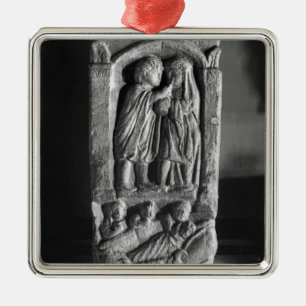 Funerary stela depicting a doctor metal ornament