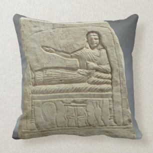 Funerary stela in the name of the lady Artemis, fr Throw Pillow