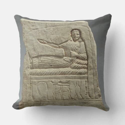 Funerary stela in the name of the lady Artemis fr Throw Pillow