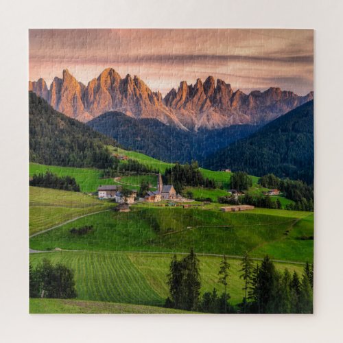 Funes Italy scenic landscape photograph Jigsaw Puzzle