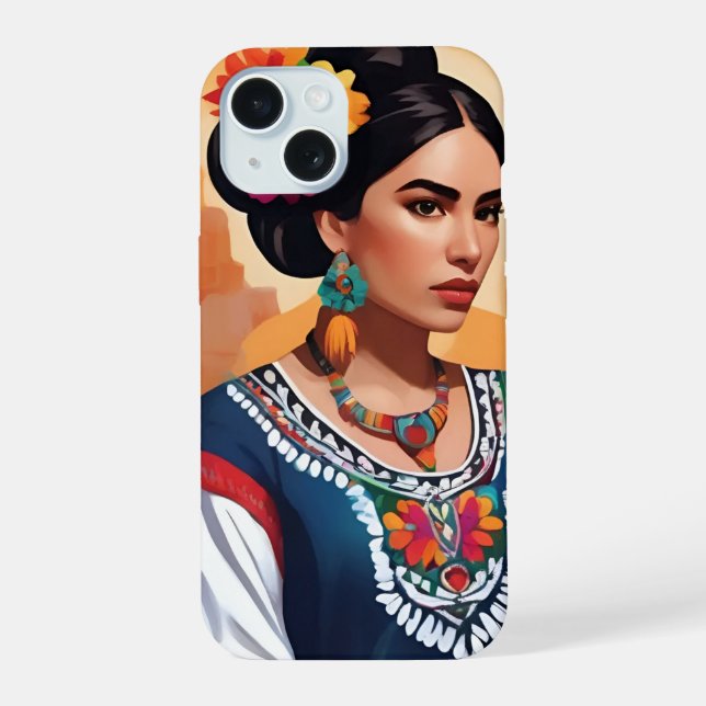 Funfa for iPhone 15 Mexican Woman Motive Case (Back)