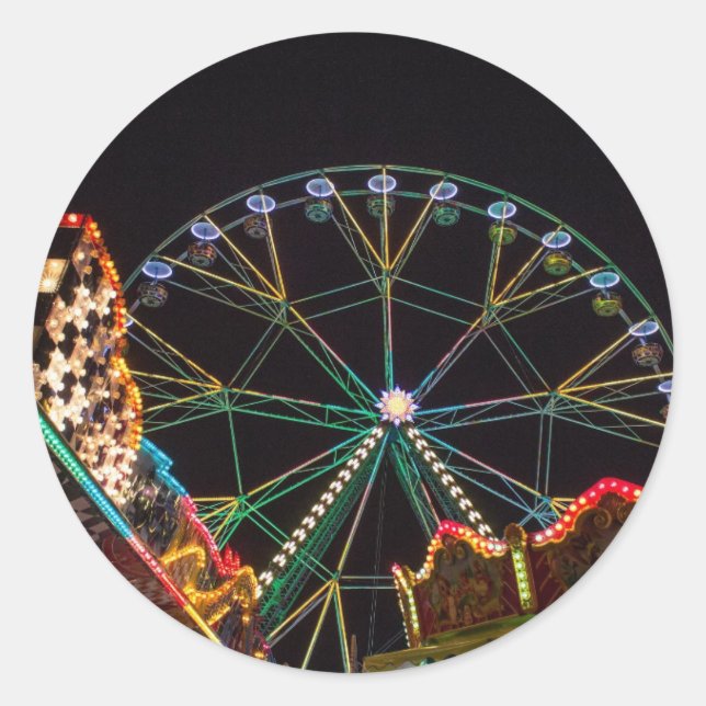 Funfair at Night Photo Classic Round Sticker (Front)