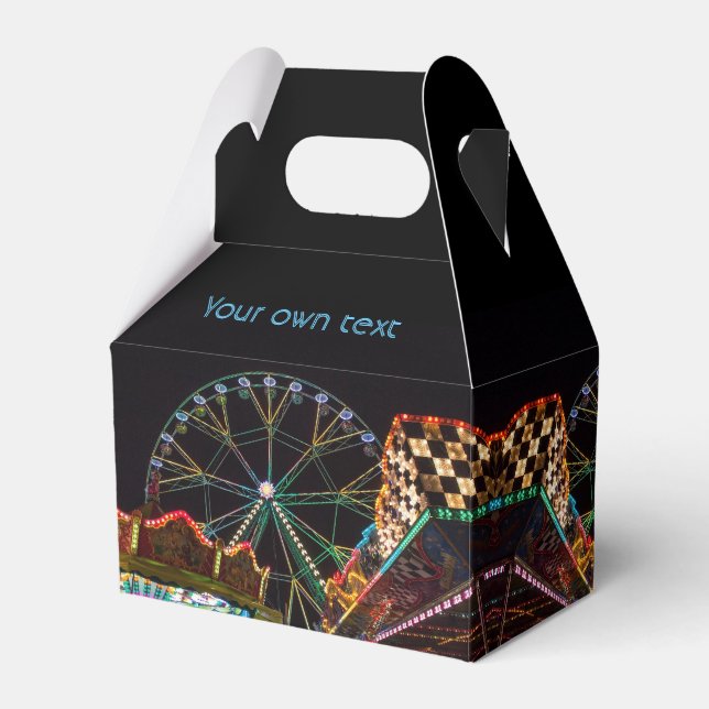Funfair Ferris Wheel at Night Custom Text Favor Boxes (Front Side)