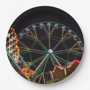 Funfair Ferris Wheel at Night Paper Plates