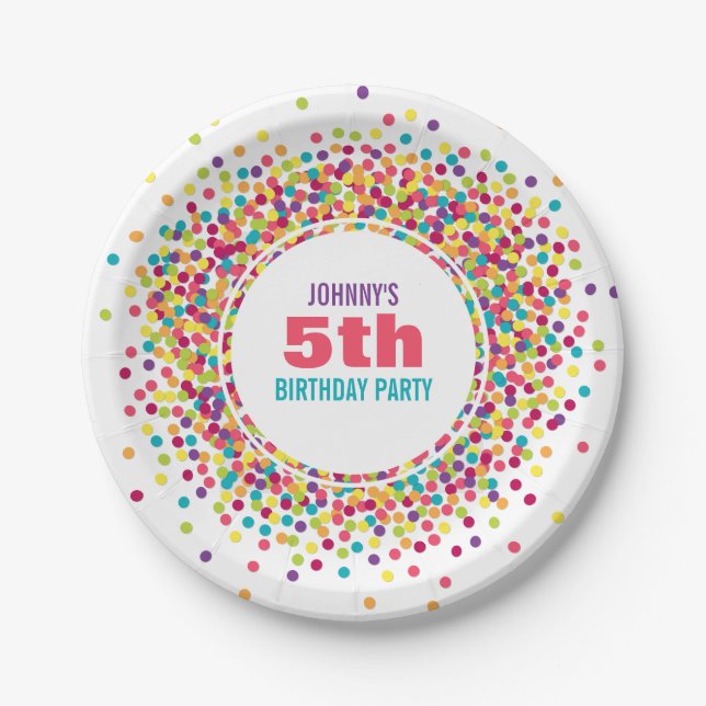 Funfetti Birthday Party Paper Plates (Front)