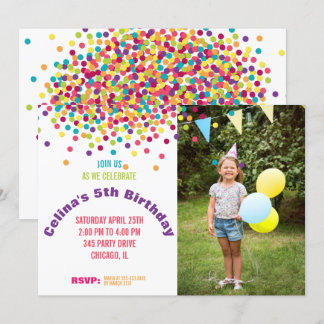 Funfetti Photo Birthday Party Invitation