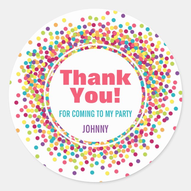 Funfetti Thank You Favor Classic Round Sticker (Front)