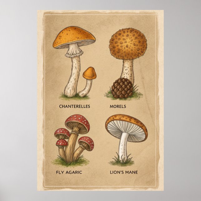 Fungi Chronicles: An Antique Mycological Study Poster (Front)