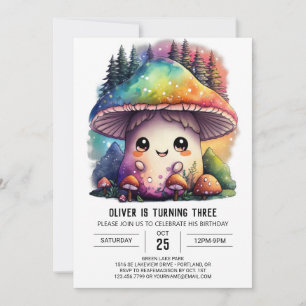 Fungi Friends Mushroom Birthday Invitation