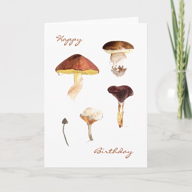 Fungi in Watercolour Greeting Cards (Front)