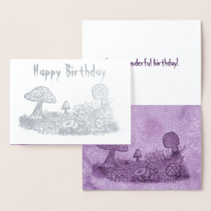 Fungi Meadow Foil Birthday Card