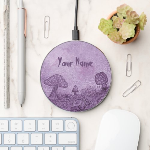 Fungi Meadow Name Wireless Charger