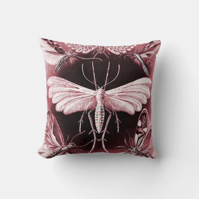 Fungus Moths in Soft Pink Throw Pillow (Front)