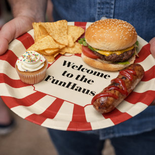FunHaus Bold Stripe Circus Party Paper Plates