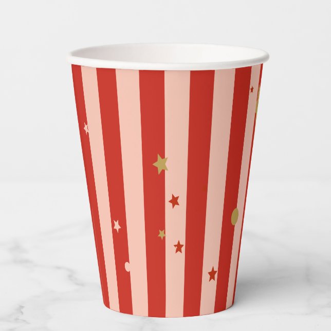 FunHaus Circus Stripes & Stars Party Paper Cups (Front)