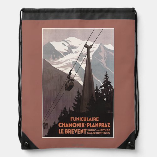 Funiculaire Le Brevent Cable Car Poster Drawstring Bag