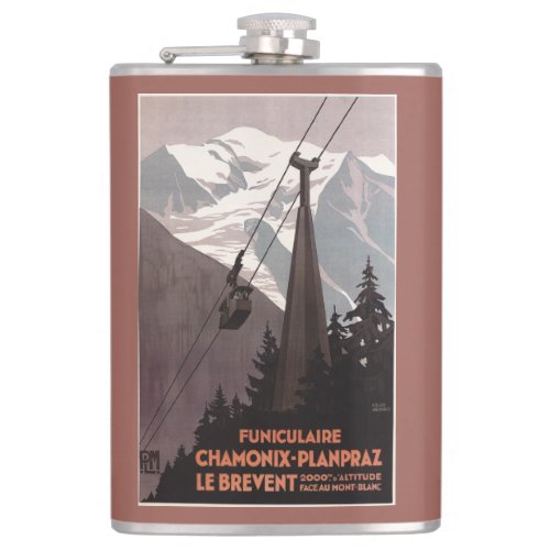 Funiculaire Le Brevent Cable Car Poster Flask