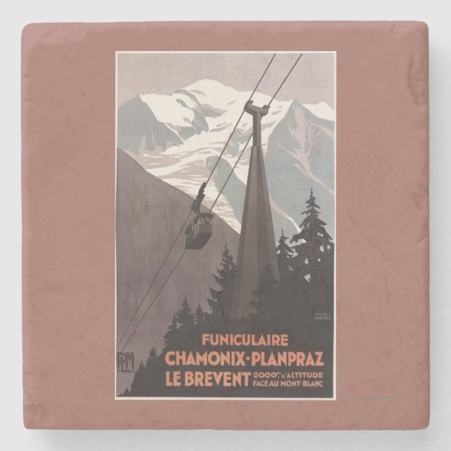 Funiculaire Le Brevent Cable Car Poster Stone Coaster (Front)