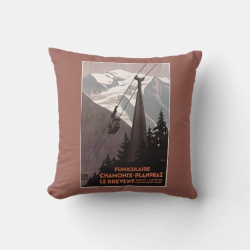 Funiculaire Le Brevent Cable Car Poster Throw Pillow