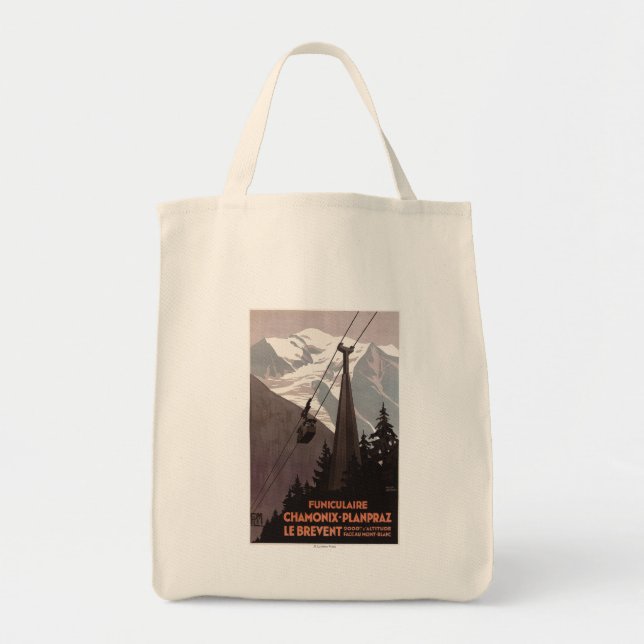 Funiculaire Le Brevent Cable Car Poster Tote Bag (Front)