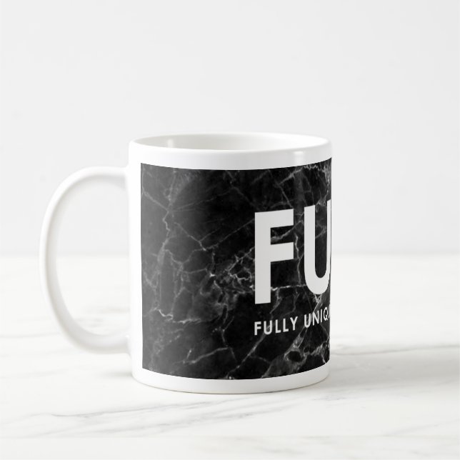 FUNK – Fully Unique Now Kickback Black Marble Mug (Left)