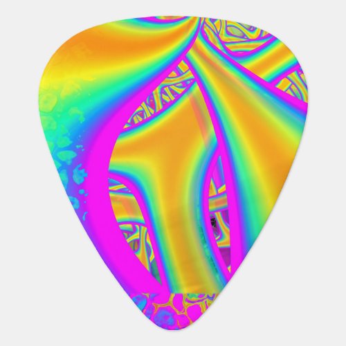 Funkidelic Dichroic Fused Glass Fractal Guitar Pick