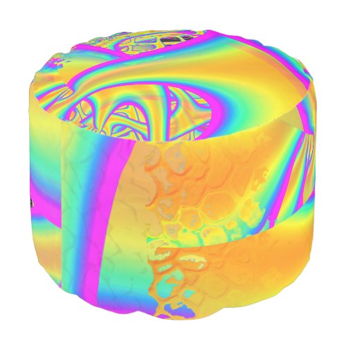 Funkidelic Dichroic Fused Glass Fractal Pouf