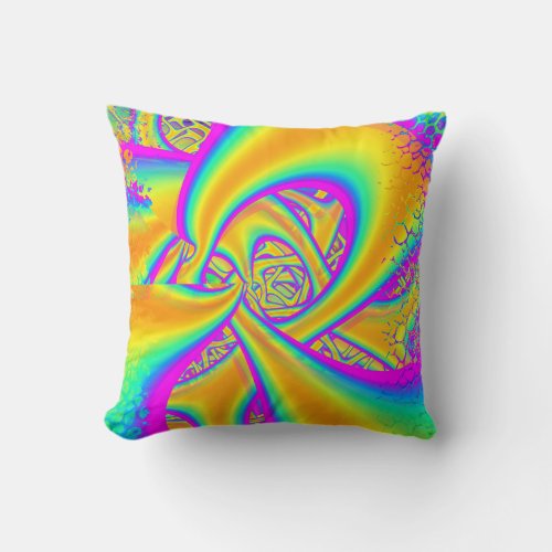 Funkidelic Dichroic Fused Glass Fractal Throw Pillow