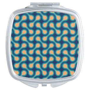 Funky 1970s Metaball Graphic Circle Barbell Blue Compact Mirror