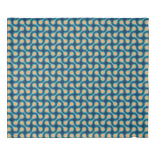 Funky 1970s Metaball Graphic Circle Barbell Blue Duvet Cover