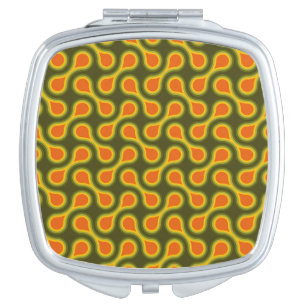 Funky 1970s Metaball Graphic Circle Barbell Green Compact Mirror