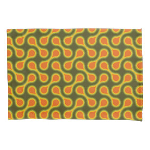 Funky 1970s Metaball Graphic Circle Barbell Green Pillow Case