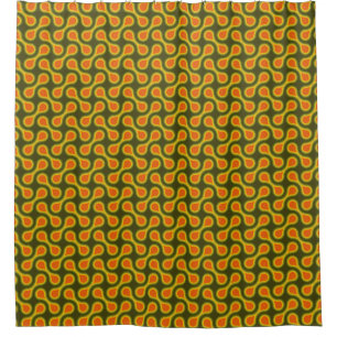 Funky 1970s Metaball Graphic Circle Barbell Green Shower Curtain