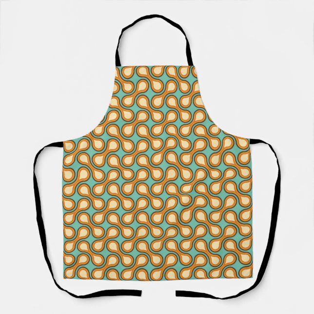 Funky 1970s Metaball Graphic Circle Barbell Orange Apron (Front)
